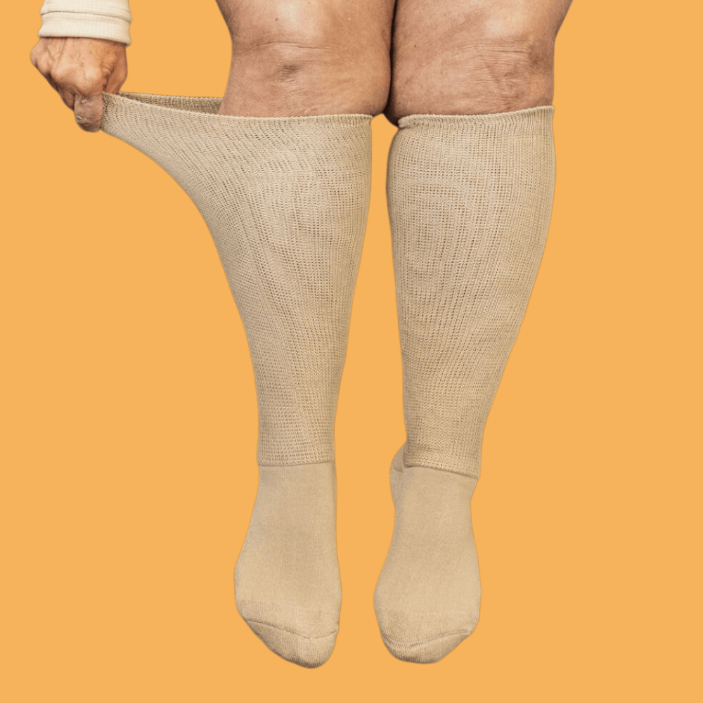 DiaFlow™ Edema Relief Acupressure Socks - Sand-colored