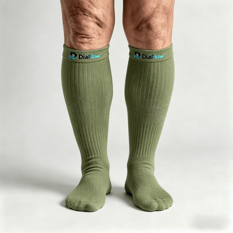 DiaFlow™ Olive Green Over-the-Knee Socks: Superior Blood Circulation Care