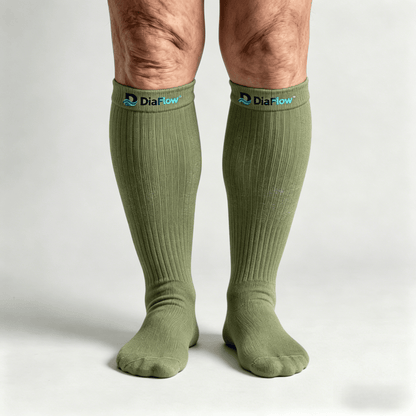 DiaFlow™ Olive Green Over-the-Knee Socks: Superior Blood Circulation Care