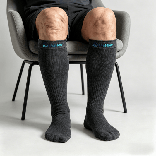 Non-binding black diabetic long socks for extended daily wear