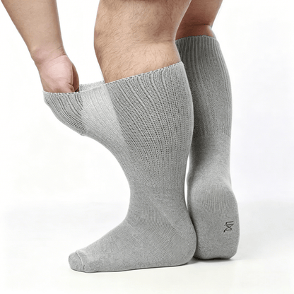 Breathable greige diabetic short socks, cushioned sole to help reduce foot pressure