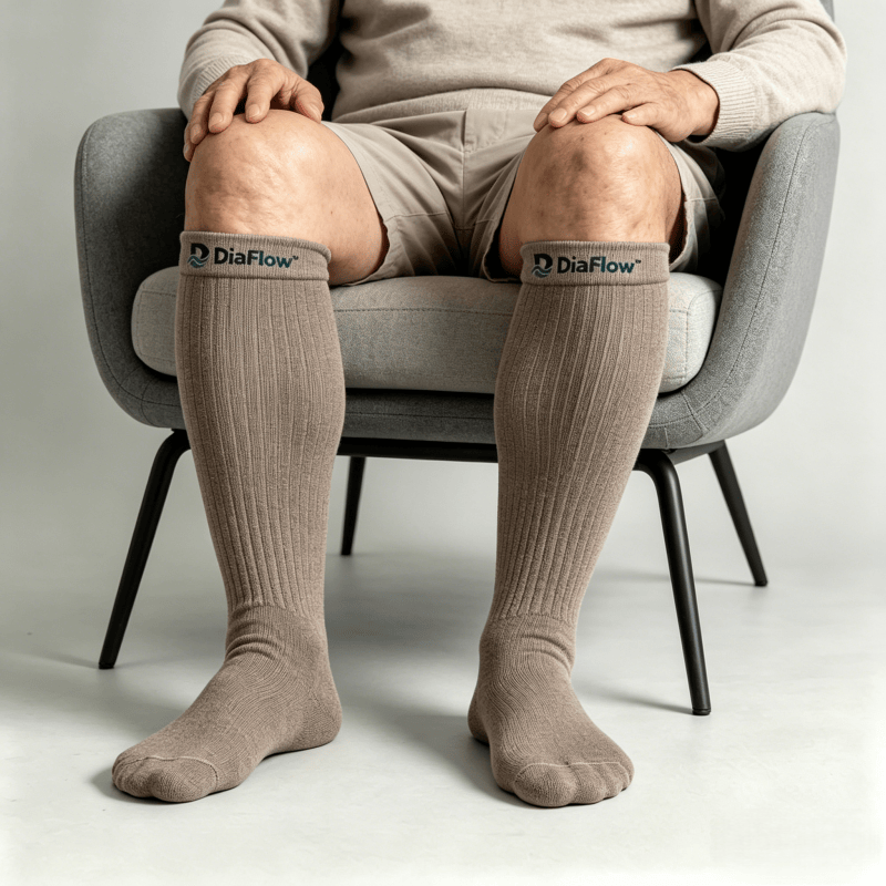 Non-binding charcoal gray diabetic long socks for extended daily wear