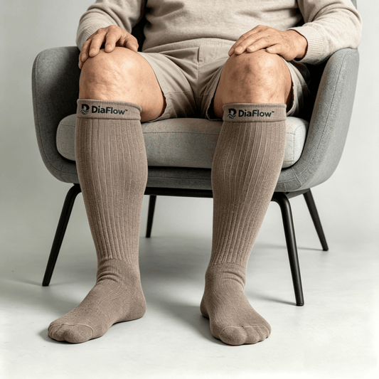 Non-binding charcoal gray diabetic long socks for extended daily wear