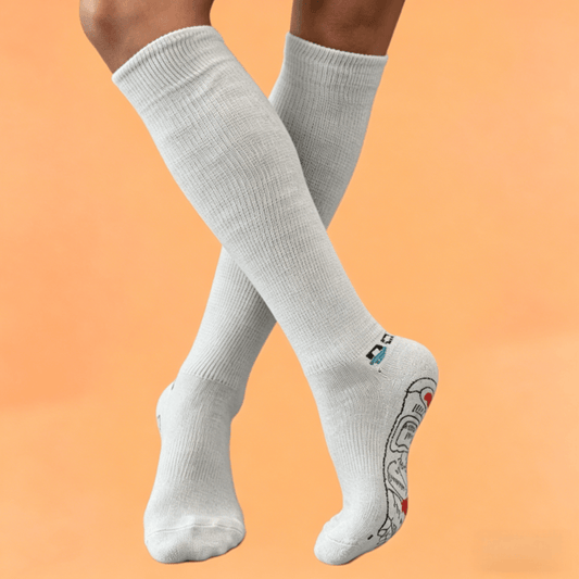 DiaFlow™ gray non-binding diabetic socks with a loose top to help reduce pressure on sensitive feet