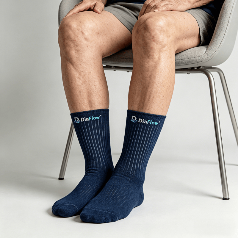 Non-binding navy blue diabetic socks for comfortable all-day wear