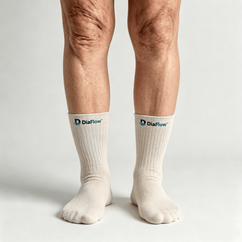 Beige diabetic socks without tightness, suitable for sensitive or swollen feet