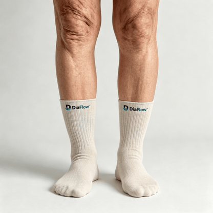 Beige diabetic socks without tightness, suitable for sensitive or swollen feet