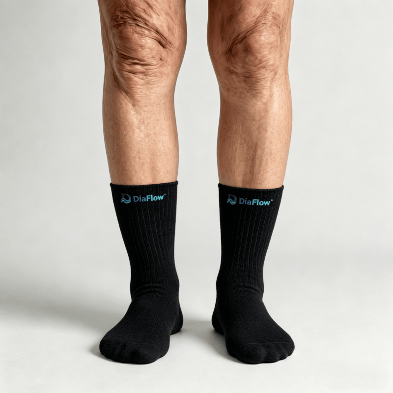 Black diabetic socks without tightness, suitable for sensitive or swollen feet