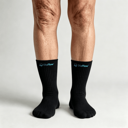 Black diabetic socks without tightness, suitable for sensitive or swollen feet