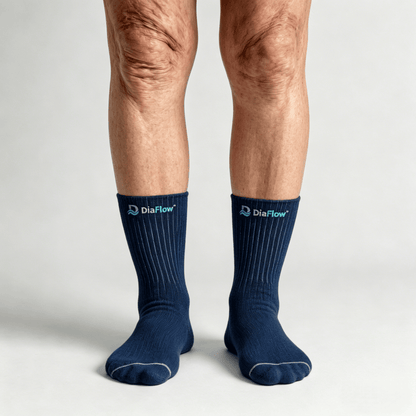 Navy blue diabetic socks without tightness, suitable for sensitive or swollen feet
