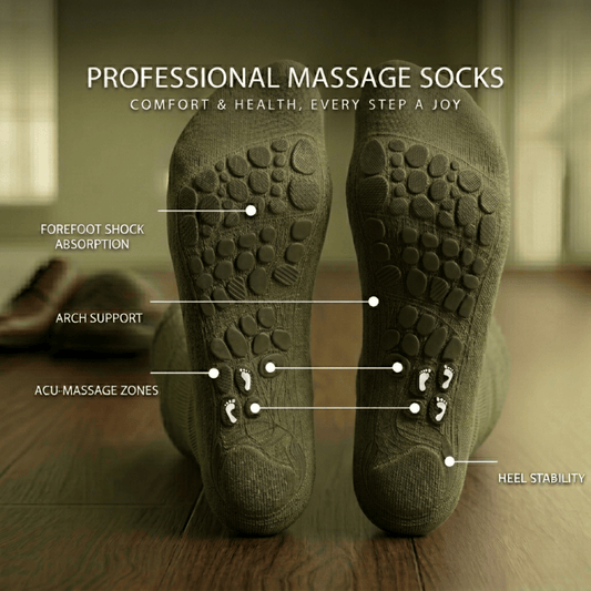 Olive green diabetic acupressure socks inspired by natural wellness, designed to support circulation and relieve numbness, ideal for daily wear and outdoor use