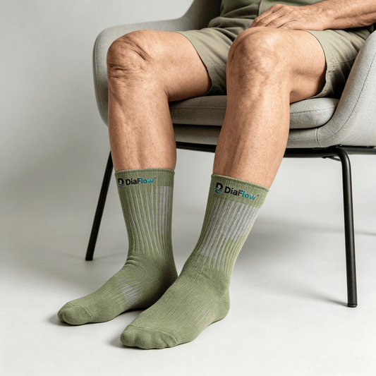 Non-binding olive green diabetic socks for comfortable everyday wear