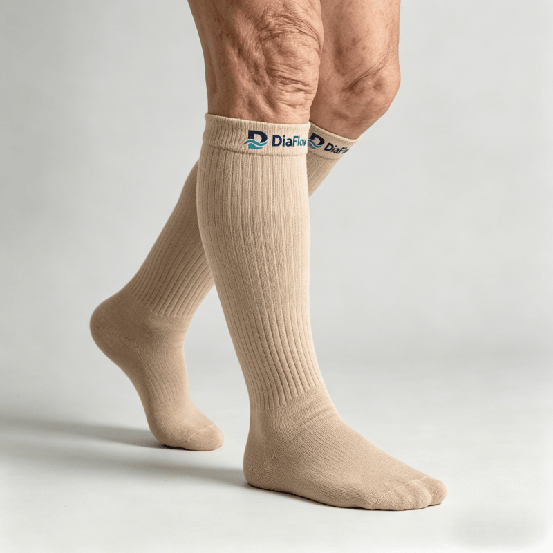 Non-binding sand over-the-knee diabetic socks for extended comfortable wear