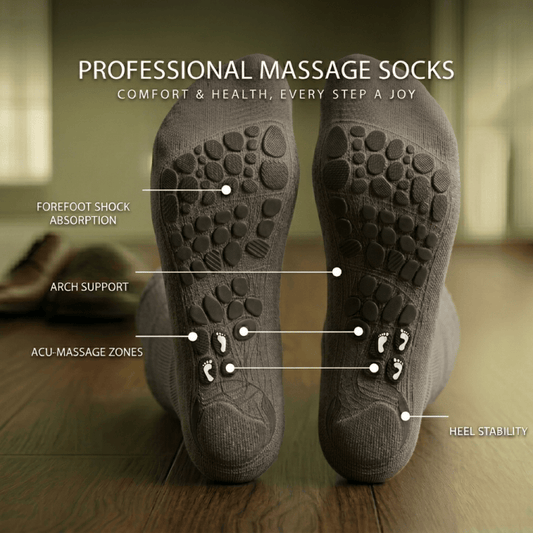 Taupe diabetic acupressure socks designed to support healthy foot circulation and relieve numbness, ideal for daily wear and long hours standing