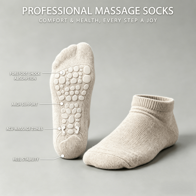 DiaFlow™ Ankle Acupressure Massage Stockings (for neuropathy) - Beige