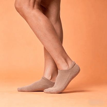 Beige reflexology pressure point socks with sole chart for diabetic daily foot care
