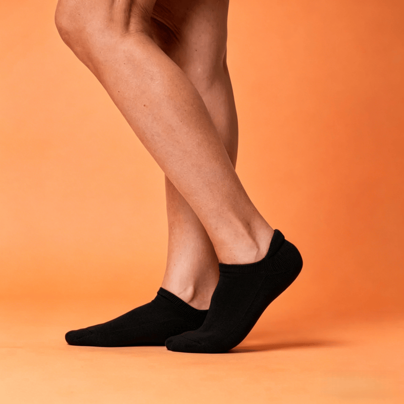 Black reflexology pressure point socks for diabetic foot care