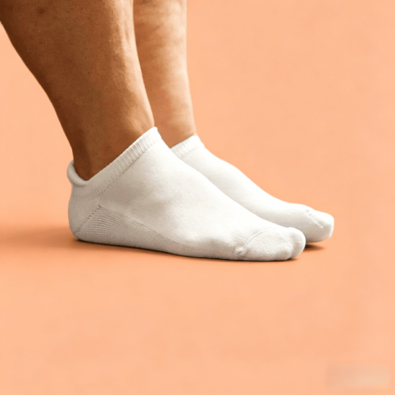 Soft white cotton acupressure ankle socks for diabetic foot health care