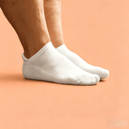 Soft white cotton acupressure ankle socks for diabetic foot health care