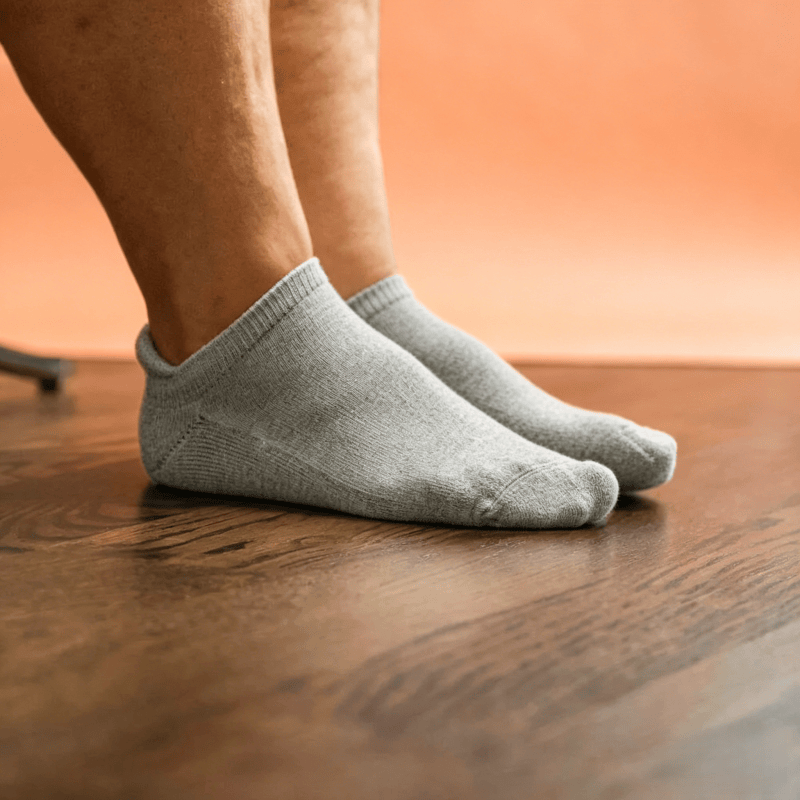 Men's solid gray diabetic reflexology acupressure low cut socks